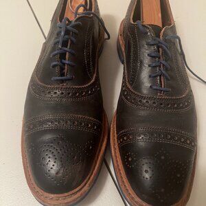 Allen Edmonds Strandmok Black 10.5 with Blue Dainite Soles Cap-Toe Oxford Brogue